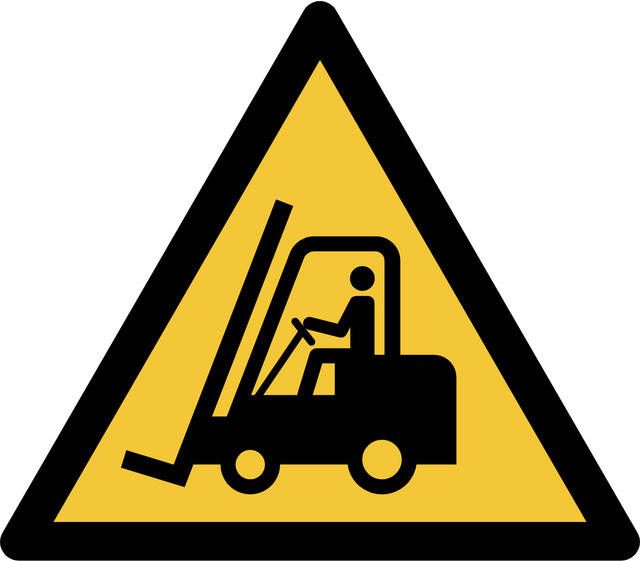 Djois Pictogram bordje Waarschuwing: transportvoertuigen 200x176mm Geel