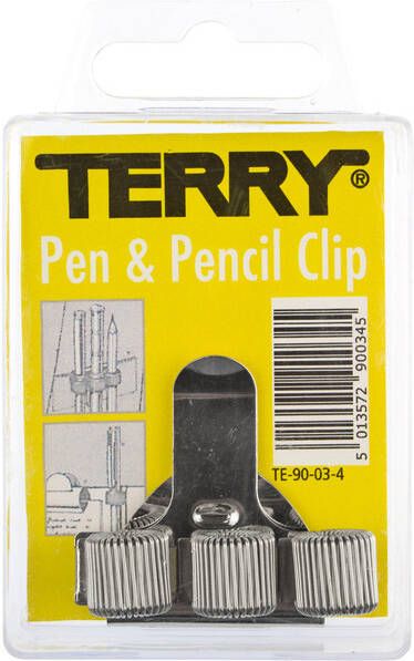 Terry Clip tbv 3 pennen potlood zilverkleurig