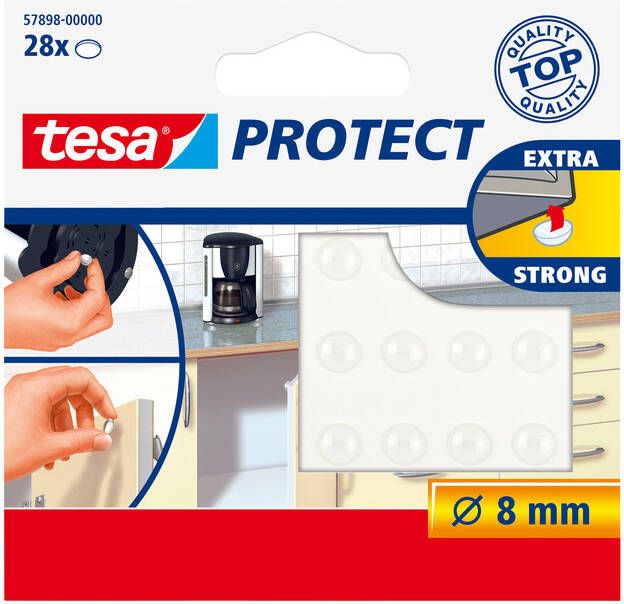 Tesa Anti-slip en geluiddempers Â Protect rond Ã8mm transparant 28 stuks