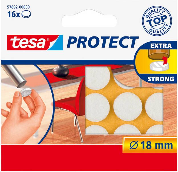 Tesa beschermvilt rond diameter 18 mm wit pak van 16 stuks