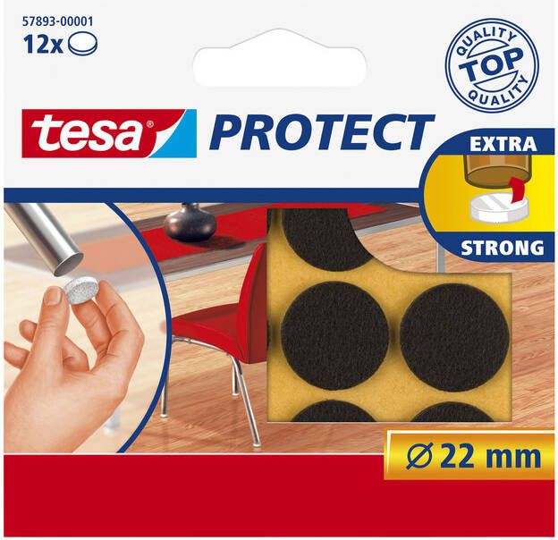 Tesa Beschermvilt Â Protect anti-kras Ã22mm bruin 12 stuks