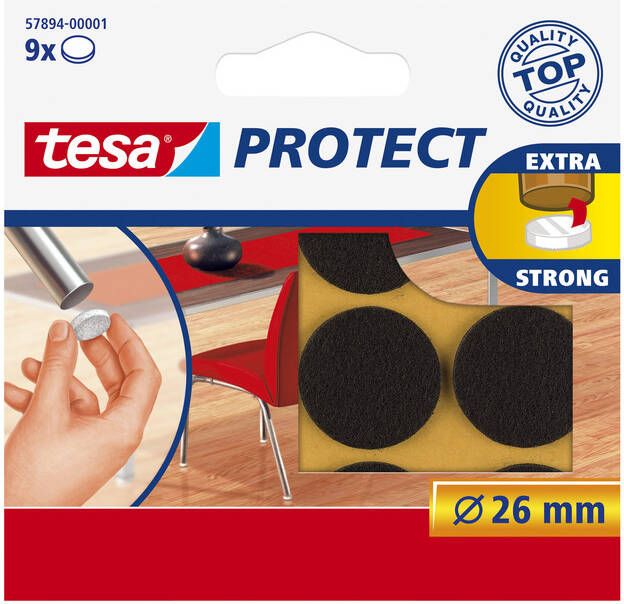 Tesa Beschermvilt Â Protect anti-kras Ã26mm bruin 12 stuks