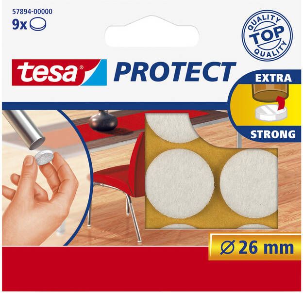 Tesa Beschermvilt Â Protect anti-kras Ã26mm wit 12 stuks