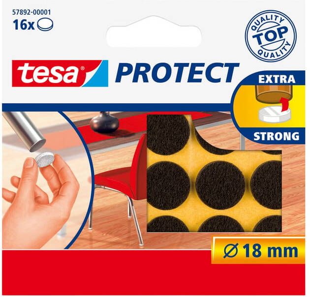 Tesa Beschermvilt Â Protect anti-kras Ã18mm bruin 12 stuks