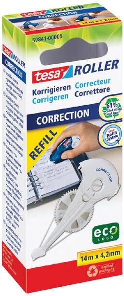 Tesa Navulling corretieroller Â ecoLogoÂ 14mx4 2mm hangdoosje