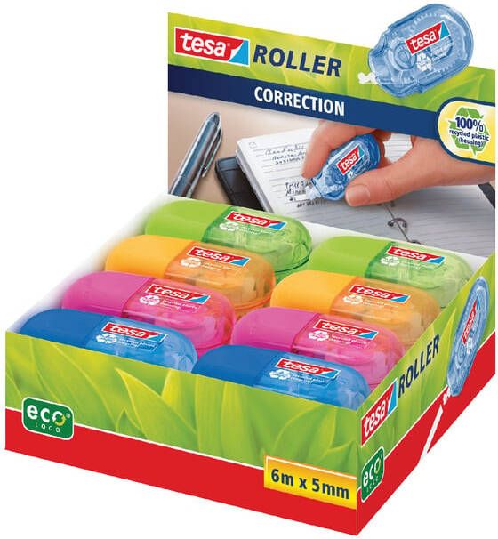 Tesa Correctieroller ecoLogo 5mmx6m mini doos Ã  16 stuks assorti