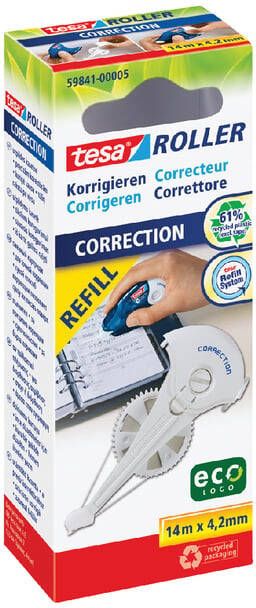 Tesa Navulling corretieroller Â ecoLogoÂ 14mx4 2mm hangdoosje
