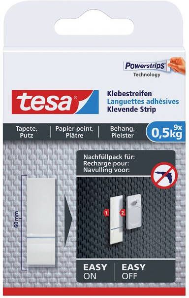 Tesa Kleefstrips Â behang & pleisterwerk 0 5kg wit 9 stuks