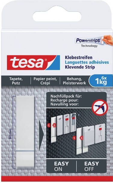 Tesa Kleefstrips Â behang & pleisterwerk 1kg wit 6 stuks 6 stuks