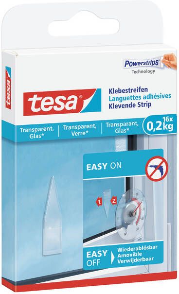 Tesa Kleefstrips Â dubbelzijdig transparant 0 2kg 16 stuks