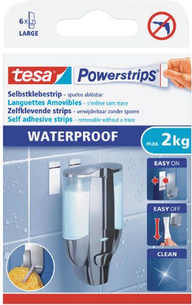 Tesa Kleefstrips PowerstripsÂ waterproof LARGE dubbelzijdig 2kg 6 stuks