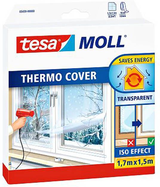 Tesa Isolatiefolie mollÂ Thermo Cover voor ramen 1 7x1 5m transparant