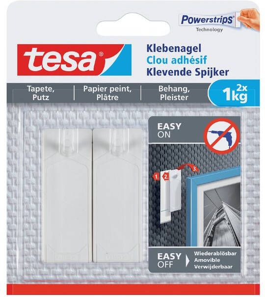 Tesa Klevende spijker Â behang en pleisterwerk 1kg wit