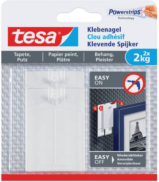 Tesa Klevende spijker Â behang en pleisterwerk 2kg wit