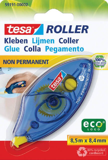 Tesa Lijmroller ecoLogo non permanent op blister