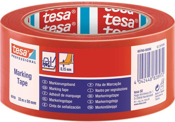 Tesa Markeringstape 60760 PVC 50mmx33m rood