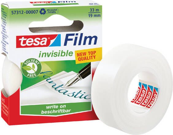 Tesa Plakband filmÂ Invisible 33mx19mm mat transparant