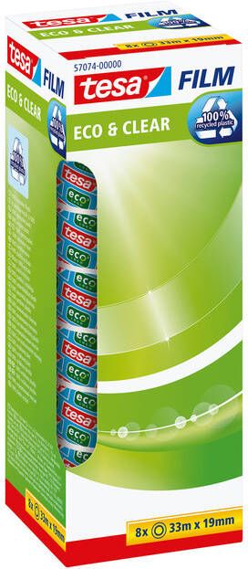 Tesa film eco & clear ecoLogo ft 19 mm x 33 m toren van 8 rolletjes