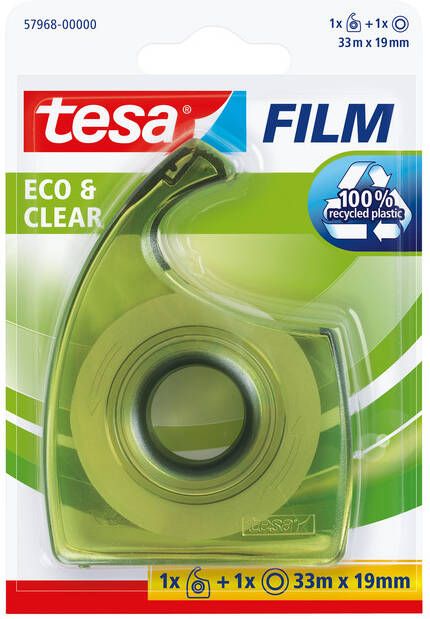 Tesa film eco &amp clear ecoLogo ft 19 mm x 33 m blister met 1 dispenser met 1 rolletje