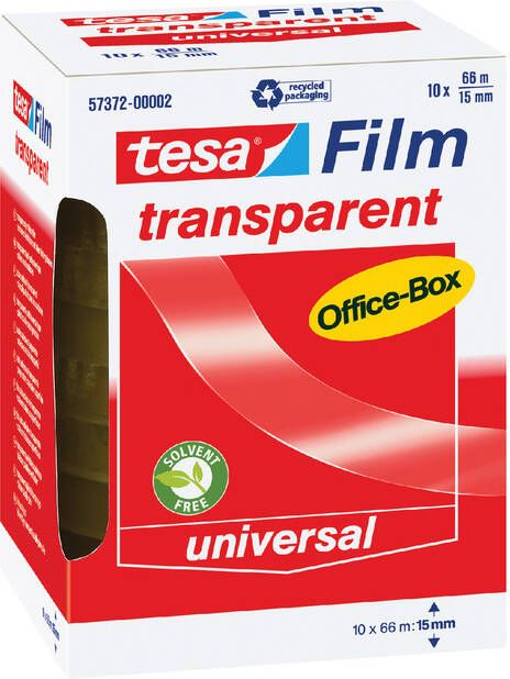 Tesa film transparante tape ft 15 mm x 66 m pak van 10 rolletjes