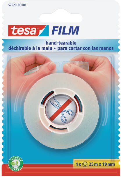 Tesa Plakband film 25mx19mm handscheurbaar transparant