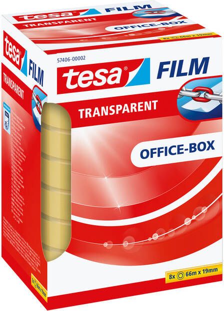 Tesa film transparante tape ft 19 mm x 66 m 8 rolletjes