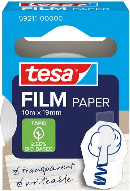 Tesa film papier tape ft 19 mm x 10 m transparant
