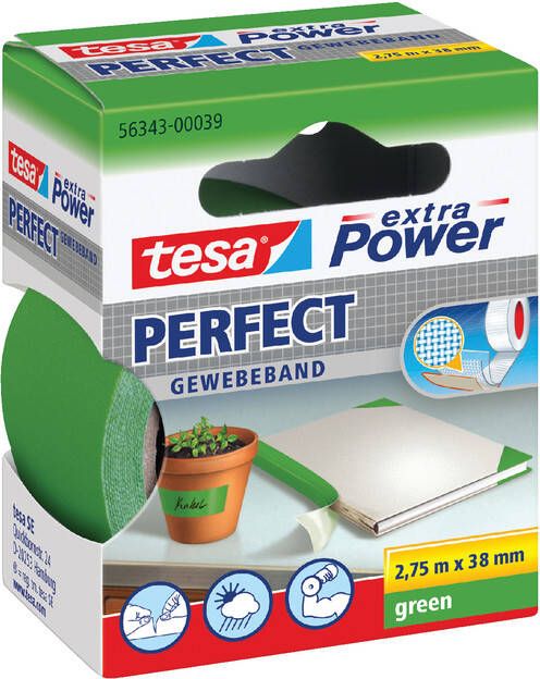 Tesa Plakband textiel 38mmx2.75m groen