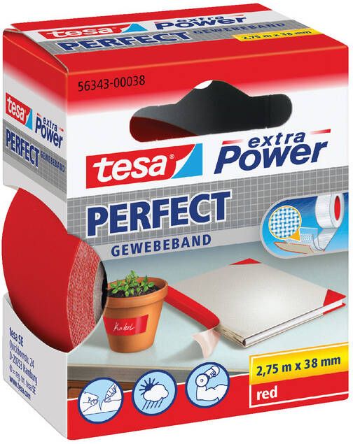 Tesa extra Power Perfect ft 38 mm x 2 75 m rood