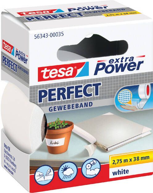 Tesa Textieltape extra Power Perfect 2.75mx38mm wit