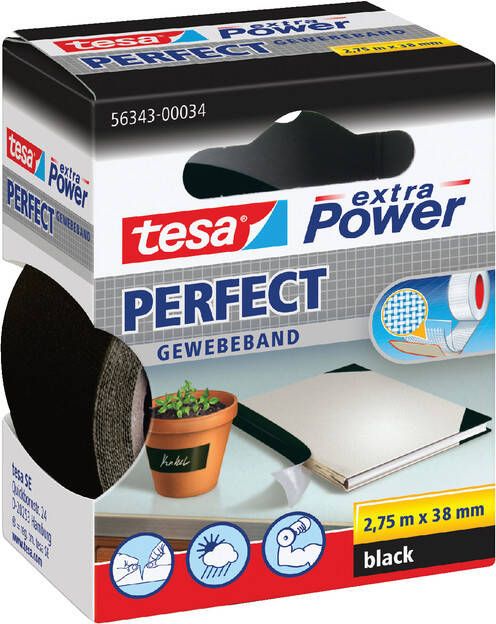 Tesa extra Power Perfect ft 38 mm x 2 75 m zwart