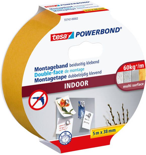 Tesa Montagetape Powerbond Indoor dubbelzijdig klevend 5mx38mm wit - Foto 2