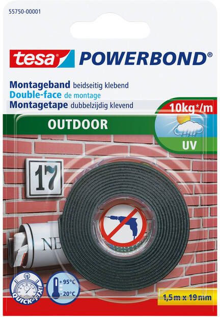 Tesa Montagetape Â Powerbond Outdoor dubbelzijdig 1 5mx19mm