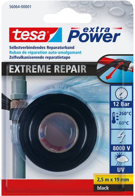 Tesa Reparatietape Â Extreme Repair 2.5mx19mm zwart