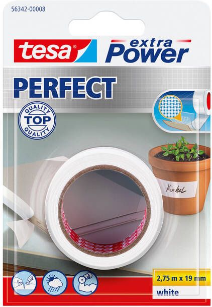 Tesa Reparatietape Â extra Power Perfect 2 75mx19mm wit