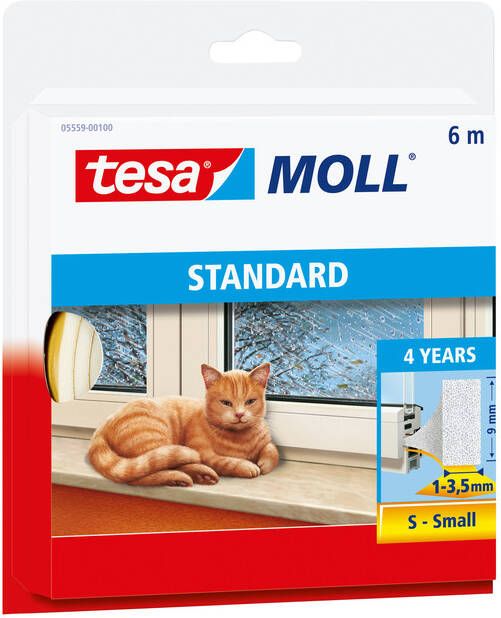 Tesa Tochtstrip mollÂ Standard I-Profiel zelfklevend 6mx9mm wit