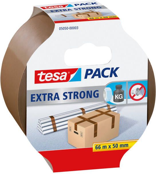 Tesa Verpakkingstape packÂ Extra Strong 66mx50mm bruin