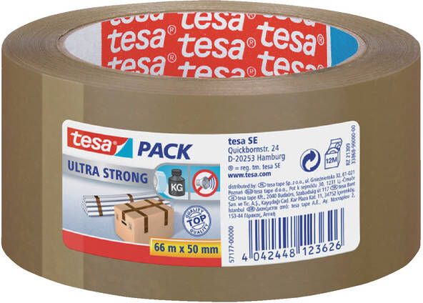 Tesa Verpakkingstape 50mmx66m bruin ultra sterk PVC