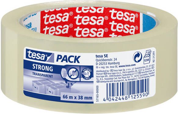 Tesa Verpakkingstape 57165 strong 38mmx66m transparant