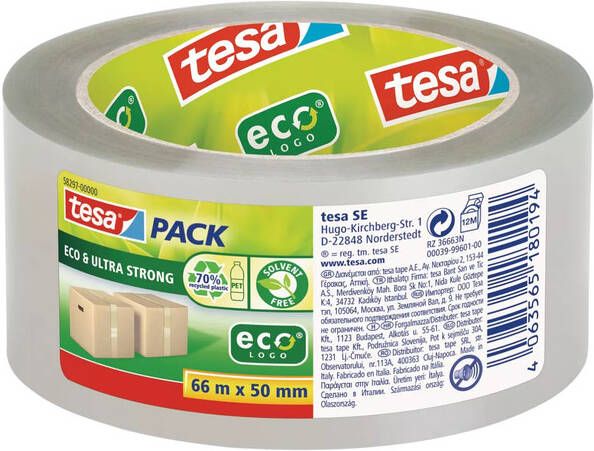 Tesa Verpakkingstape 58297 Eco transparant Ultra strong