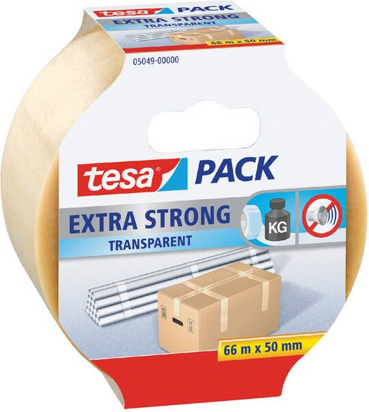 Tesa Verpakkingstape packÂ Extra Strong 66mx50mm pvc transparant