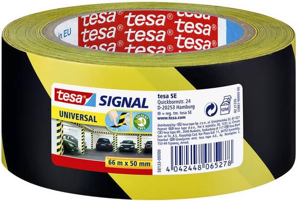 Tesa Waarschuwings- en markeringstape Signal Universal 66mx50mm geel zwart