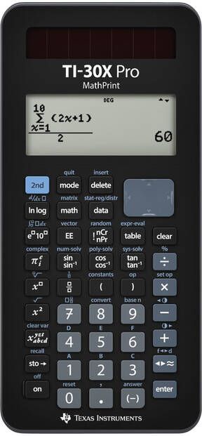 Texas Instruments Texas wetenschappelijke rekenmachine TI-30X Pro MathPrint in een kartonnen doosje