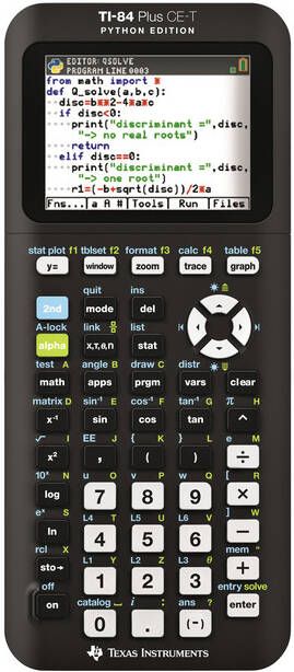 Texas Instruments Texas grafische rekenmachine TI-84 Plus CE-T Python edition zwart