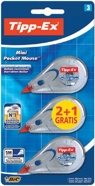 Tipp-ex Correctieroller 5mmx6m pocket mini mouse blister 2+1 gratis