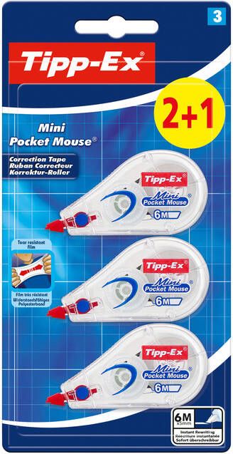 Tipp-ex Correctieroller Tipp ex 5mmx6m pocket mini mouse blister 2+1 gratis