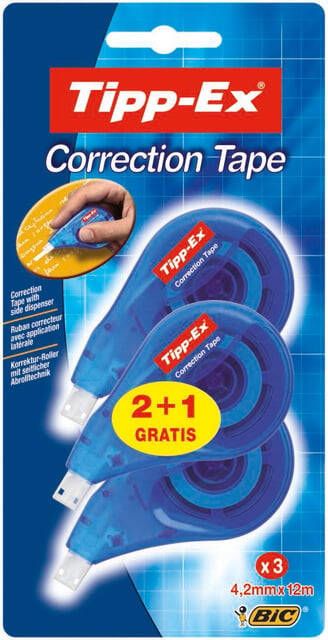Tipp-ex correctieroller Easy Correct blister van 3 stuks (2 + 1 gratis)