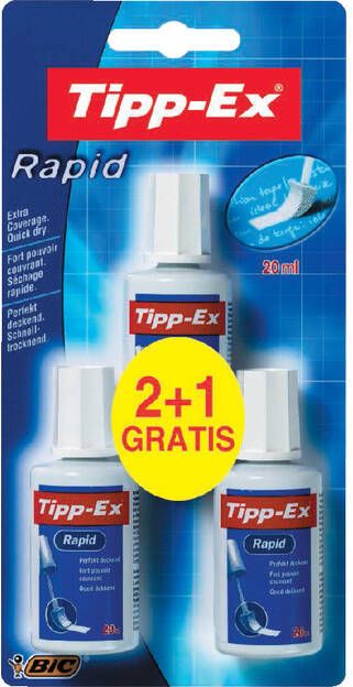 Tipp-ex Correctievloeistof Rapid 20ml foam 2+1gratis blister