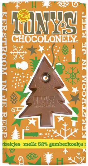 Tony's Chocolonely Chocolade Kerst melk gemberkoekjes 180gr