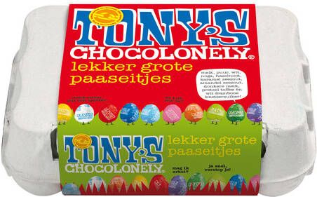 Tony's Chocolonely Chocolade Tonys Chocolonely paaseitjes assorti doosje 150 gram 1 stuk